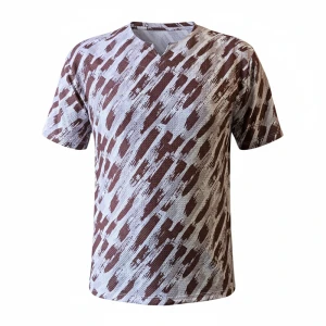 خرید تیشرت یقه کوبایی قهوه ای