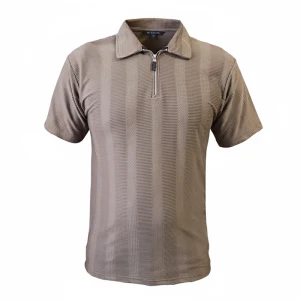 تیشرت بیسکوئیتی نیم زیپ قهوه ای روشن