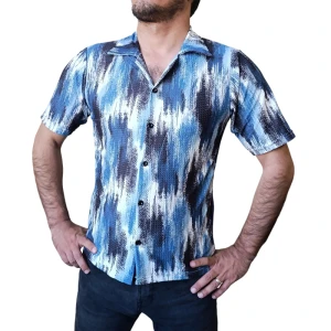 پیراهن آستین کوتاه مردانه طرح هاوایی