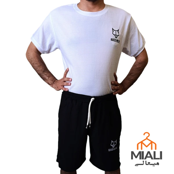 تیشرت و شلوارک سفید-سیاه