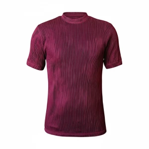 تیشرت سوپر پنبه برجسته زرشکی