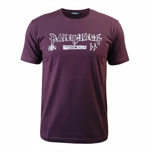 تیشرت نخی چاپی مردانه - رنگ بادمجانی