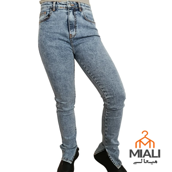 شلوار جین بوتکات آبی زاپدار